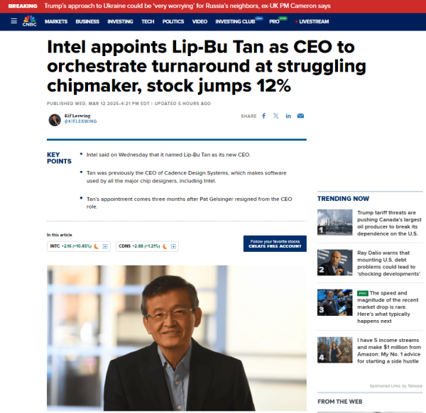 第一配资门户 英特尔重磅官宣，任命他为新任首席执行官，华裔背景！公司美股盘后股价一度大涨超12%