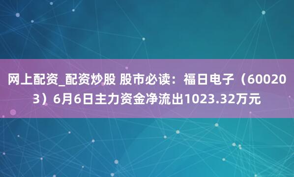 网上配资_配资炒股 股市必读：福日电子（600203）6月6日主力资金净流出1023.32万元